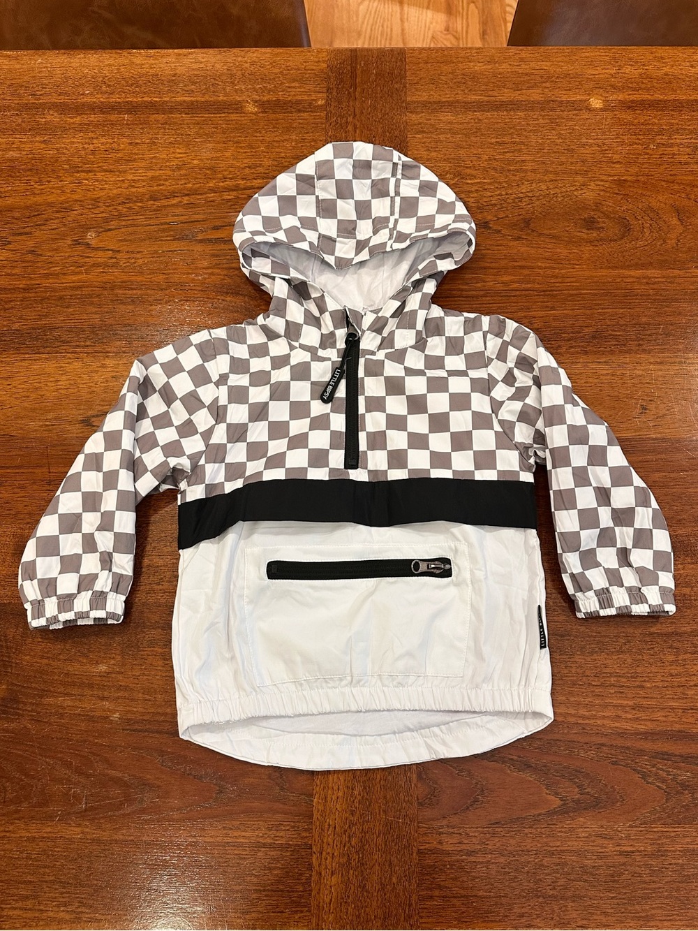 NWT Little Bipsy Pullover Windbreaker, Mushroom Checkered, 12-18M